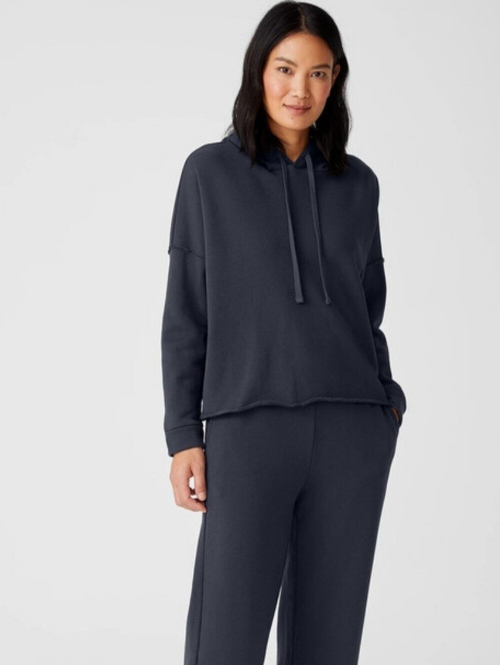 Eileen Fisher Organic Cotton French Terry Hooded Top, Size Medium,  NWOT